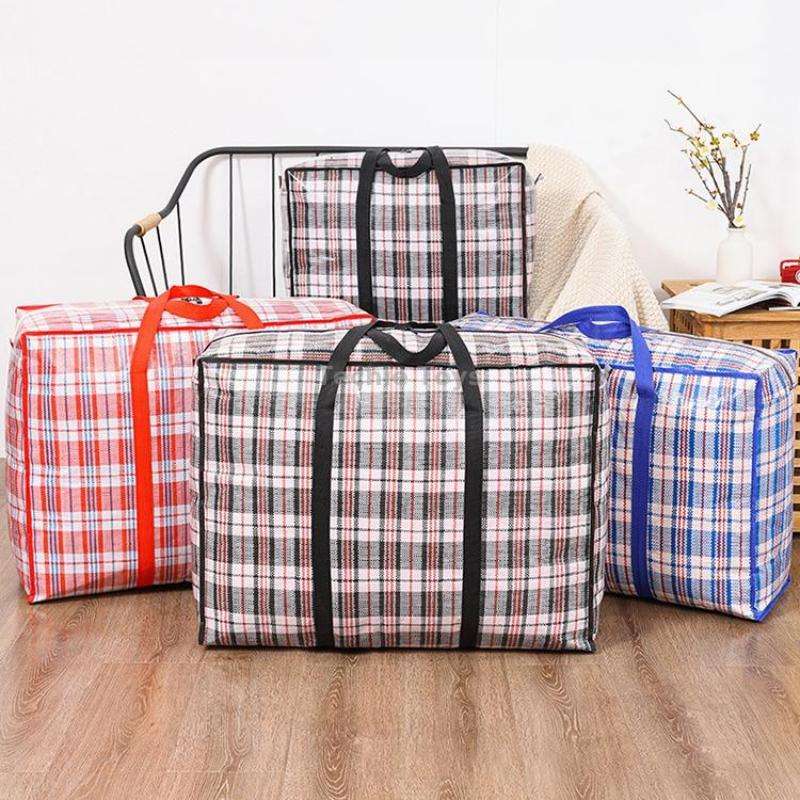 48x32x24cm Woven Bags Moving Bags Packing Bags Dustproof and Moistureproof Quilt Storage Bag(Random