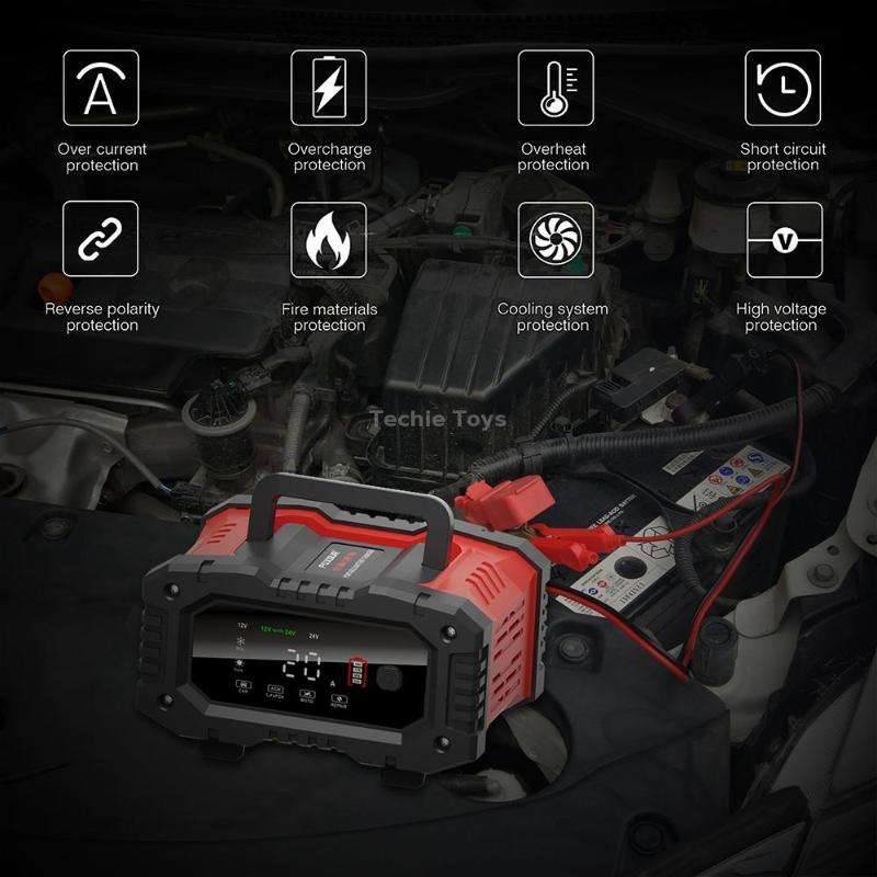 FOXSUR 12V / 24V 20A 300W Portable Motorcycle Car Smart Battery Charger(AU Plug)