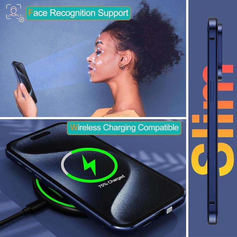 For iPhone 15 Pro Max Anti-peeping Magnetic Double-sided Tempered Glass Phone Case