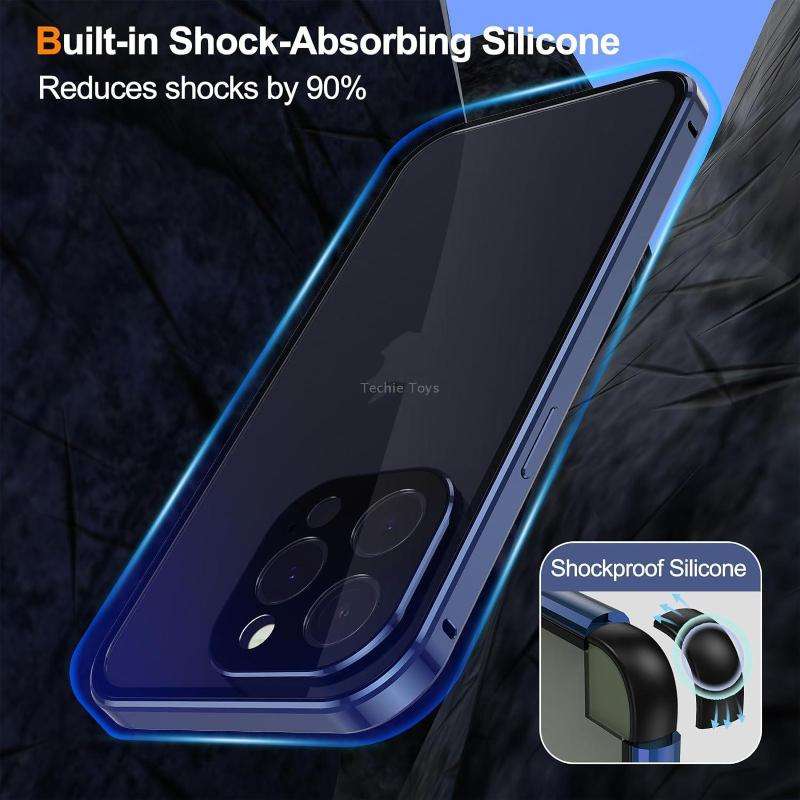 For iPhone 15 Pro Max Anti-peeping Magnetic Double-sided Tempered Glass Phone Case