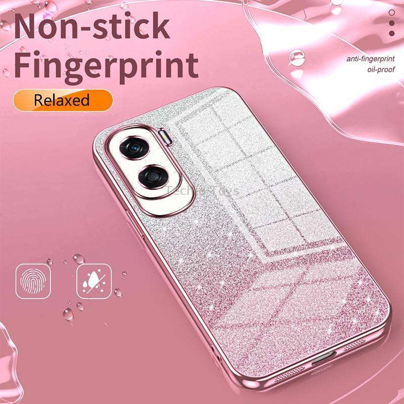 For Honor X50i / 90 Lite Gradient Glitter Powder Electroplated Phone Case(Transparent)