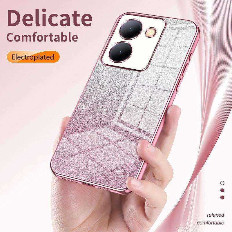 For vivo S16e / V27e Gradient Glitter Powder Electroplated Phone Case(Black)