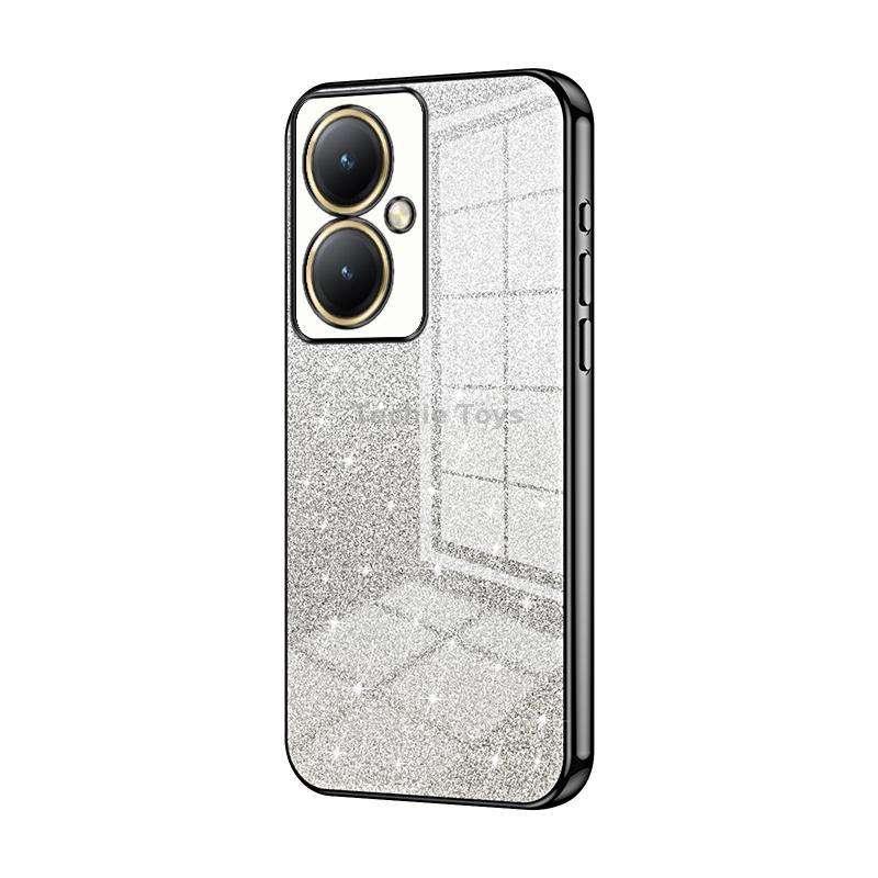 For vivo Y35M+ / Y35+ / Y27 4G Gradient Glitter Powder Electroplated Phone Case(Black)