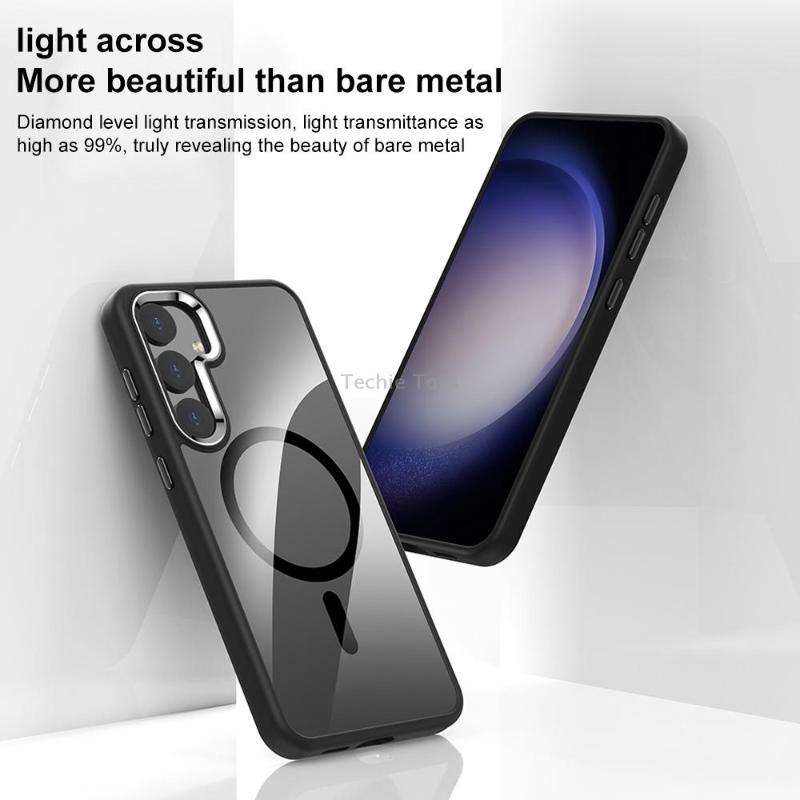 For Samsung Galaxy S24 Ultra 5G MagSafe Anti-fingerprint Highly Transparent PC Phone Case(Black)