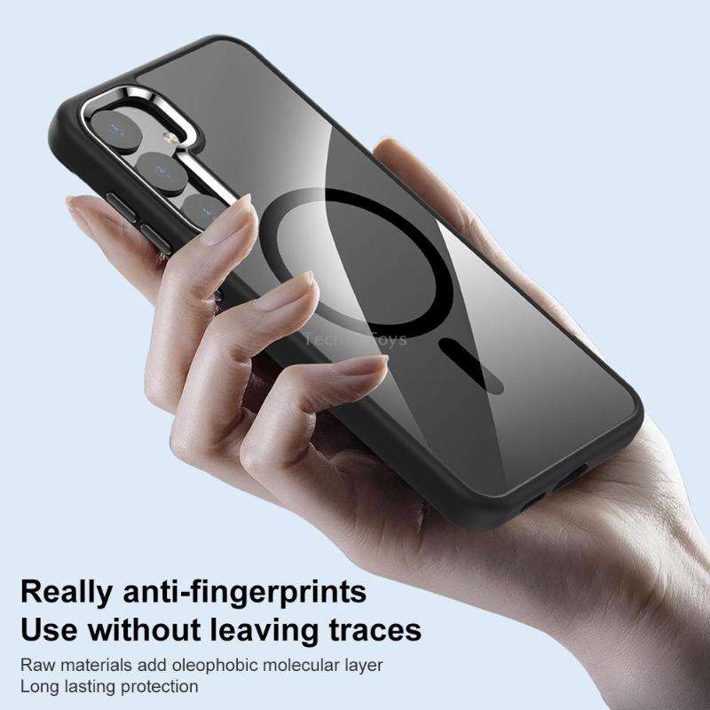 For Samsung Galaxy S24 Ultra 5G MagSafe Anti-fingerprint Highly Transparent PC Phone Case(Black)