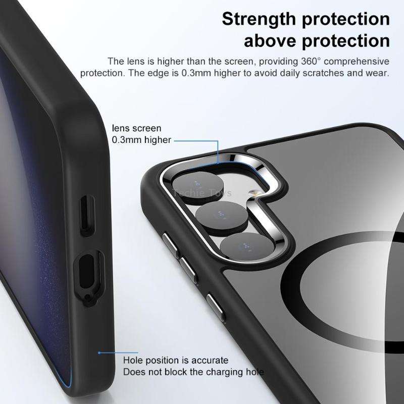 For Samsung Galaxy S24 Ultra 5G MagSafe Anti-fingerprint Highly Transparent PC Phone Case(Black)