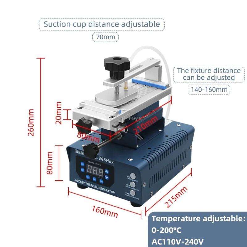 Kaisi 946 Max Double Vacuum Pumps LCD Separator Rotating Thermal Machine, UK Plug