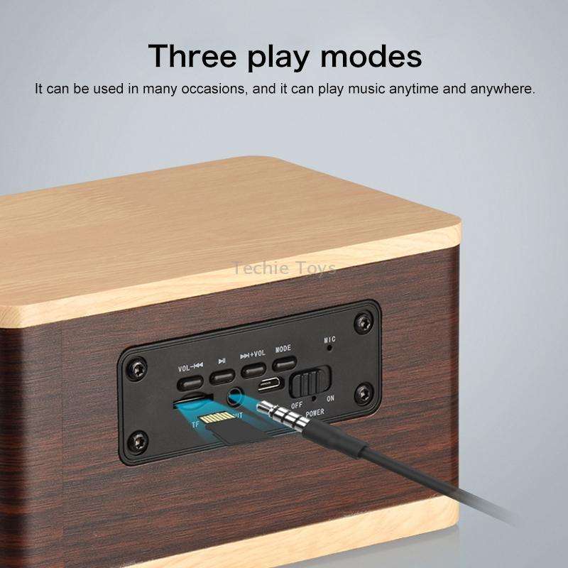 D70 QI Standard Subwoofer Wooden Bluetooth 4.2 Speaker, Support TF Card & 3.5mm AUX Brown