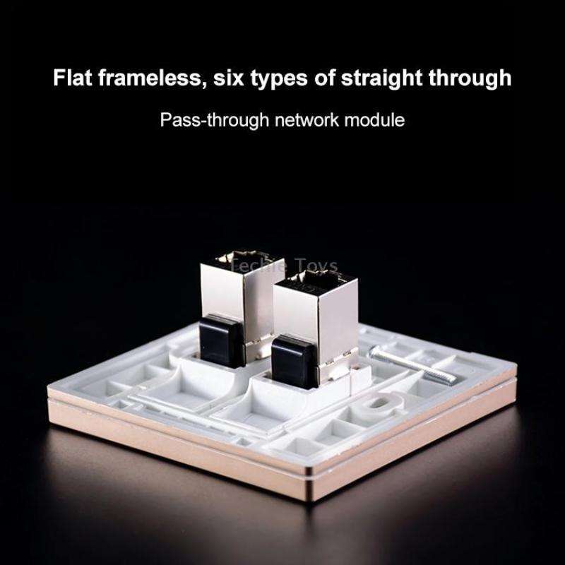 CAT.6 Shielded Pass-through Network Module, Dual Ports Panel + Shielded Pass-through + Telephone Soc