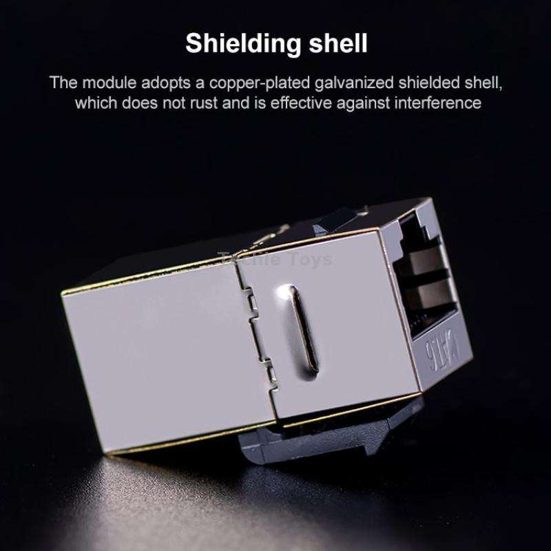CAT.6 Shielded Pass-through Network Module, Dual Ports Panel + Shielded Pass-through (Grey)