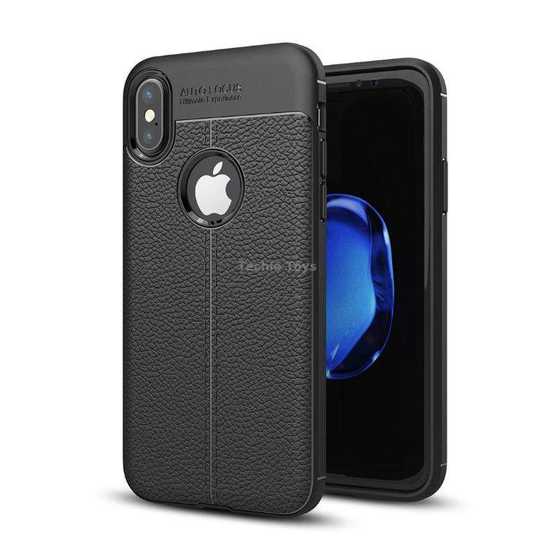 For iPhone X / XS Litchi Texture TPU Protective Back Cover Case (Black)