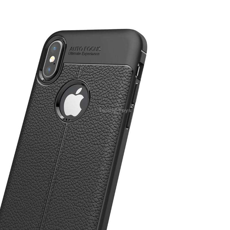 For iPhone X / XS Litchi Texture TPU Protective Back Cover Case (Black)