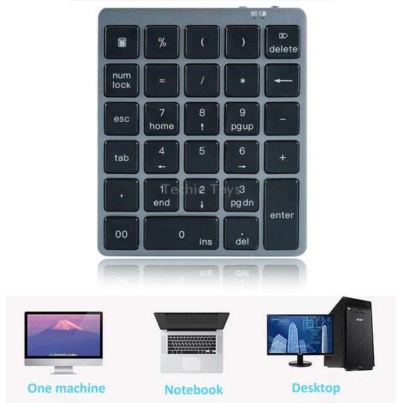 N970 Pro Dual Modes Aluminum Alloy Rechargeable Wireless Bluetooth Numeric Keyboard with USB HUB (Gr