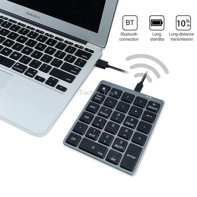 N970 Pro Dual Modes Aluminum Alloy Rechargeable Wireless Bluetooth Numeric Keyboard with USB HUB (Gr