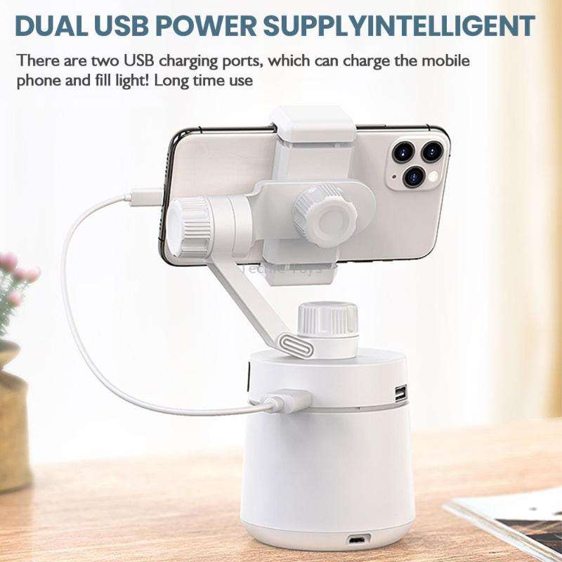 GK01 360 Degree Rotation Intelligent Tracking Pan Tilt Following Shot Tripod Head Holder (White)