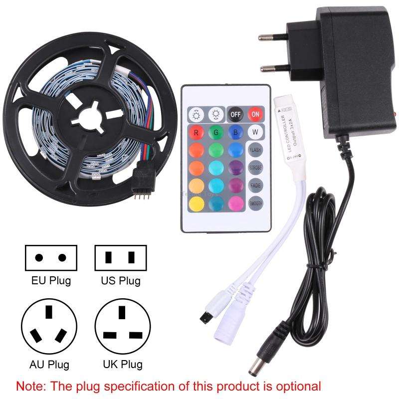 Bare Board 5050 SMD RGB LED Rope Light, 30 LED/m, Length: 2m, 12V 2A 100-240V, with 24-key Remote Co