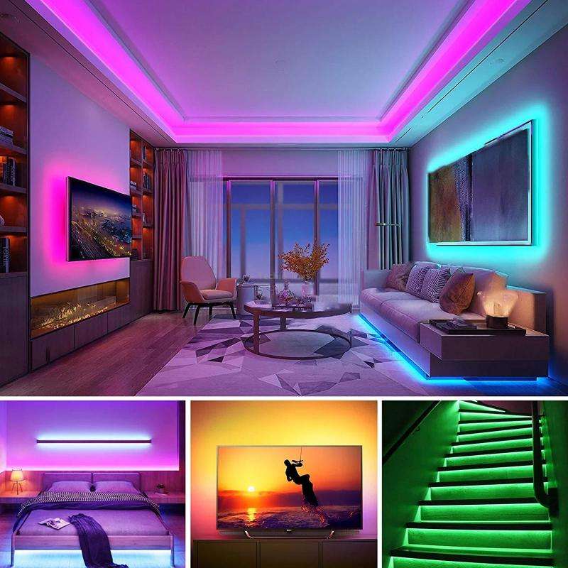 Bare Board 5050 SMD RGB LED Rope Light, 30 LED/m, Length: 2m, 12V 2A 100-240V, with 24-key Remote Co