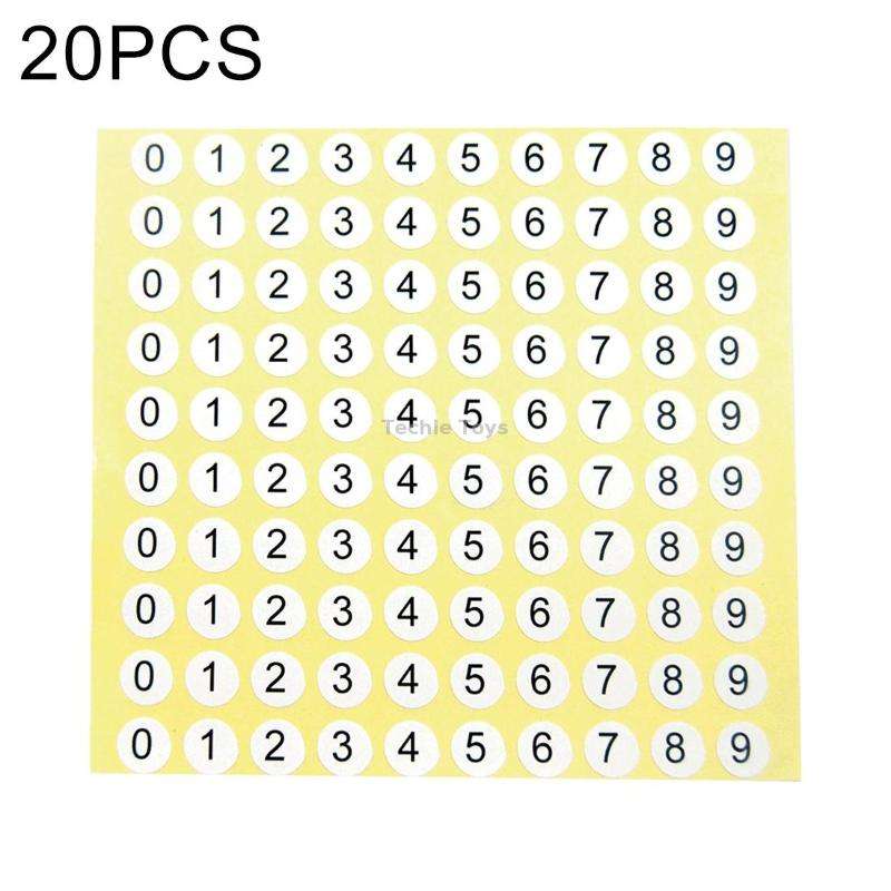 20 PCS Round Shape Number Sticker Shoe Size Label, Number 0-9