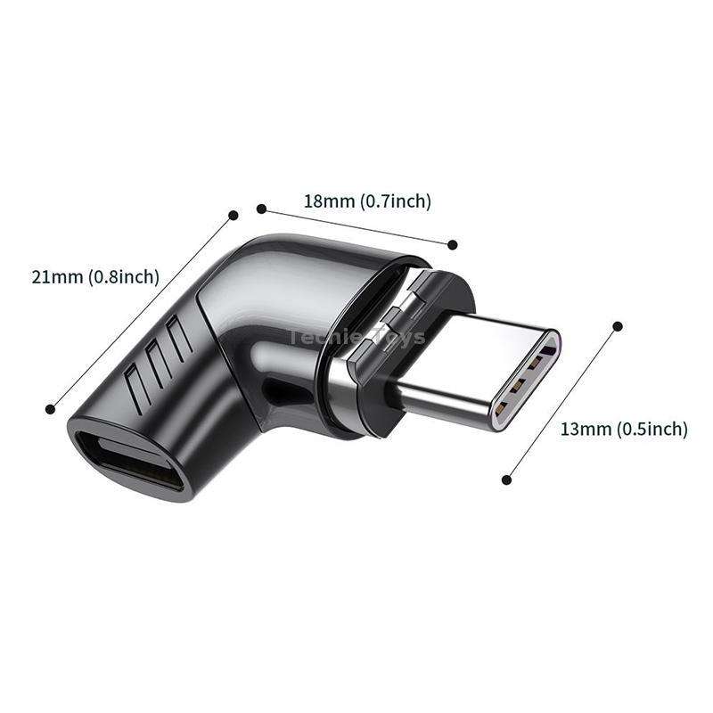 X20 100W PD USB-C / Type-C Female to USB-C / Type-C Elbow Magnetic Charging Adapter(Black)