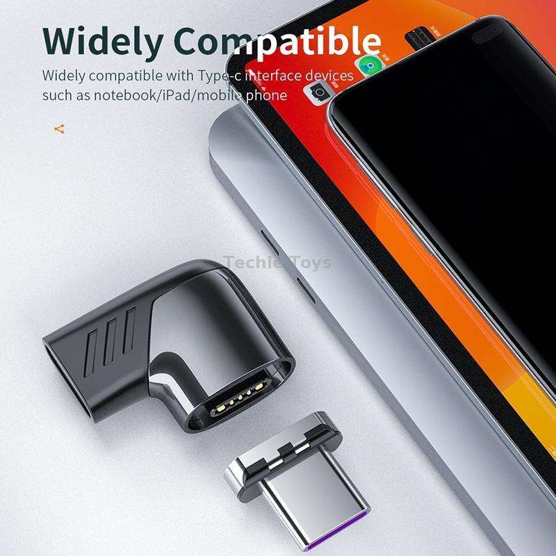 X20 100W PD USB-C / Type-C Female to USB-C / Type-C Elbow Magnetic Charging Adapter(Black)