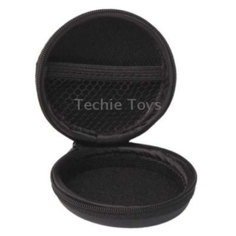 Circular Carrying Bag Box for Headphone / Earphone(Black)