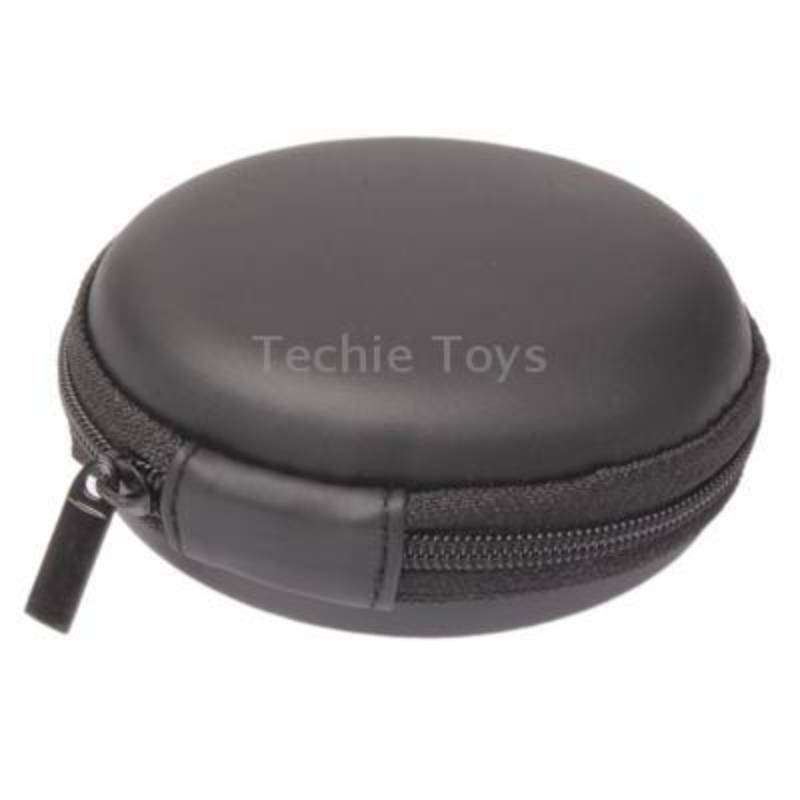 Circular Carrying Bag Box for Headphone / Earphone(Black)