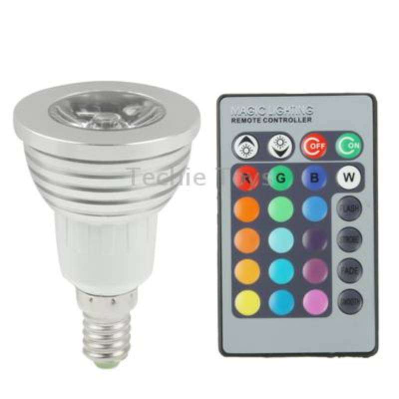E14 3W RGB Flash LED Light Bulb, Luminous Flux: 240-270lm, with Remote Controller, AC 85-265V