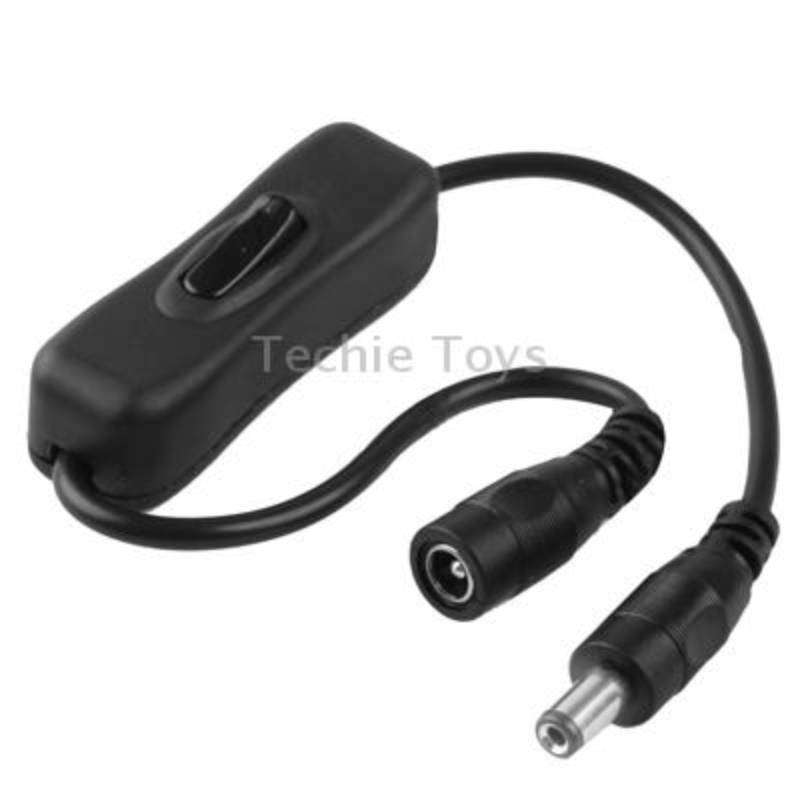5.5 x 2.1mm DC Power Plug Male to Female Extension Connector Cable with ON / OFF Switch, Length: 30c