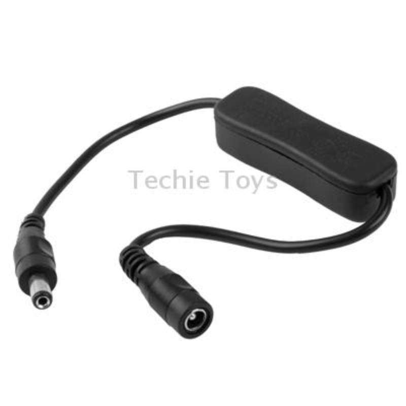 5.5 x 2.1mm DC Power Plug Male to Female Extension Connector Cable with ON / OFF Switch, Length: 30c
