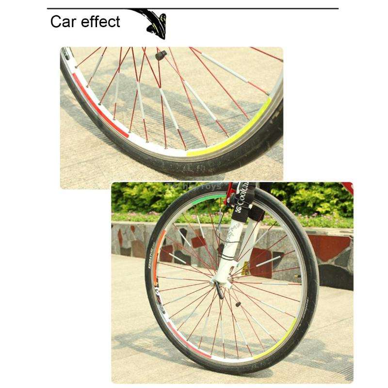 OQSPORT 12 PCS Bicycle Wheel Spoke Reflector Reflective Mount Clip Tube Warning Light Strip(Orange)