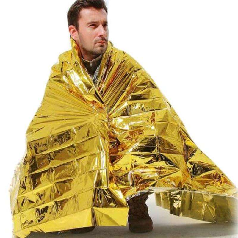 Compact Lightweight Aluminized Windproof Waterproof Emergency Blanket Body Wrap Survival Sheet for O