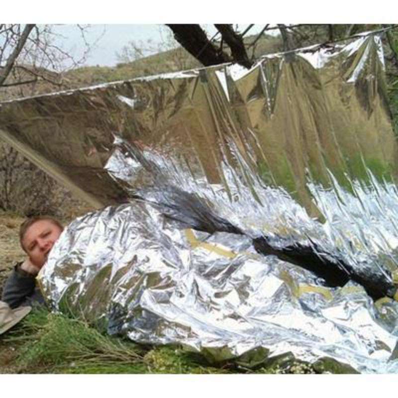 Compact Lightweight Aluminized Windproof Waterproof Emergency Blanket Body Wrap Survival Sheet for O