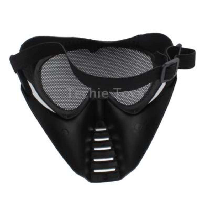 Plastic Full Face Guard Mask with Mesh Goggles for Outdoor Survival Airsoft Paintball Games(Black)