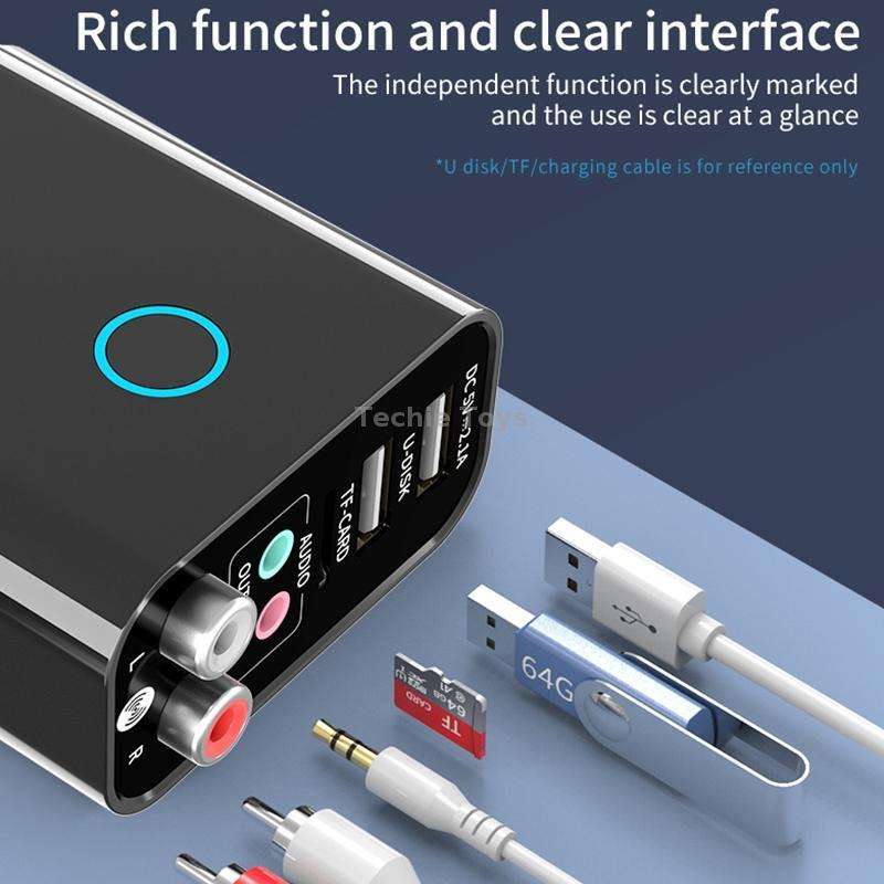 K16 2 in 1 3.5mm AUX + RAC Dual Output Plug-in Bluetooth 5.0 Audio Transmitter Receiver with Remote