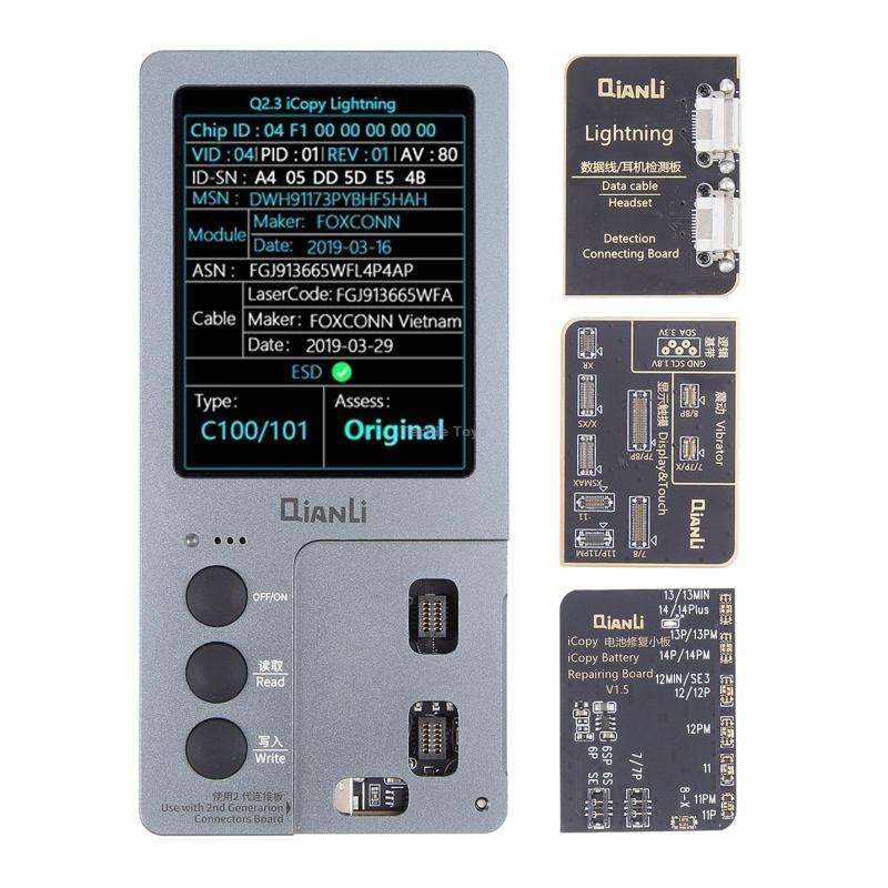 For iPhone 6 - 14 Pro Max 3 in 1 Qianli iCopy Plus 2.2 Repair Detection Programmer Set, Plug: US