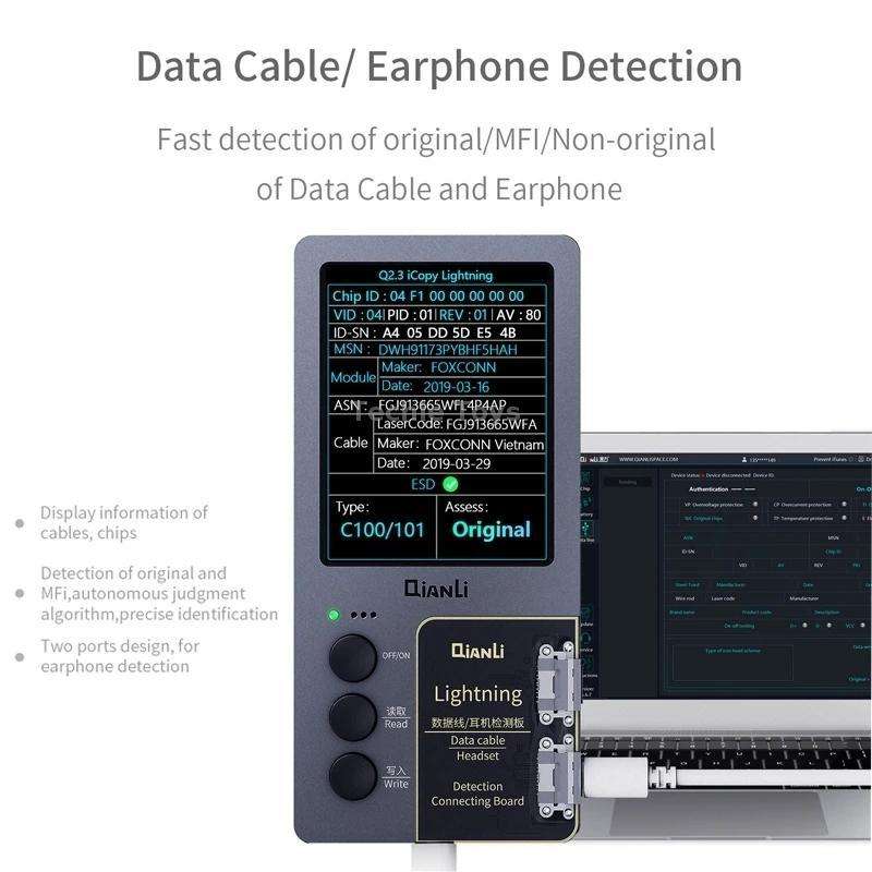 For iPhone 6 - 14 Pro Max 3 in 1 Qianli iCopy Plus 2.2 Repair Detection Programmer Set, Plug: US