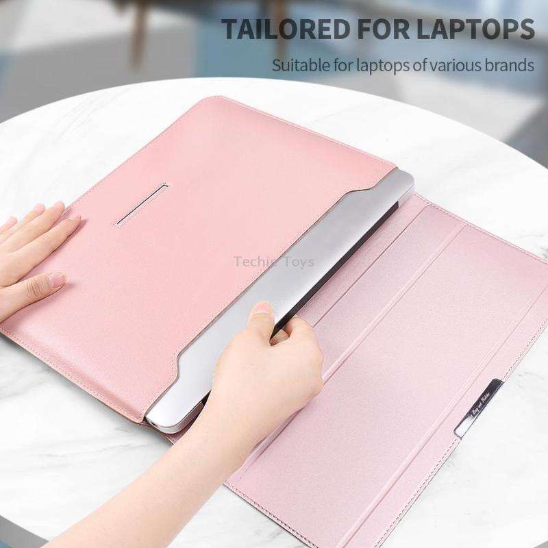 4 in 1 Universal Laptop Holder PU Waterproof Protection Wrist Laptop Bag, Size:13/14inch(Rose gold)