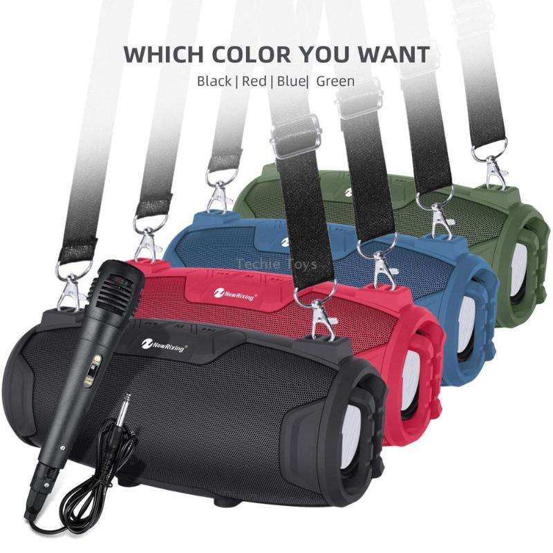 NewRixing NR3026M TWS Outdoor Portable K-song Bluetooth Speaker with Shoulder Strap & Microphone, Su