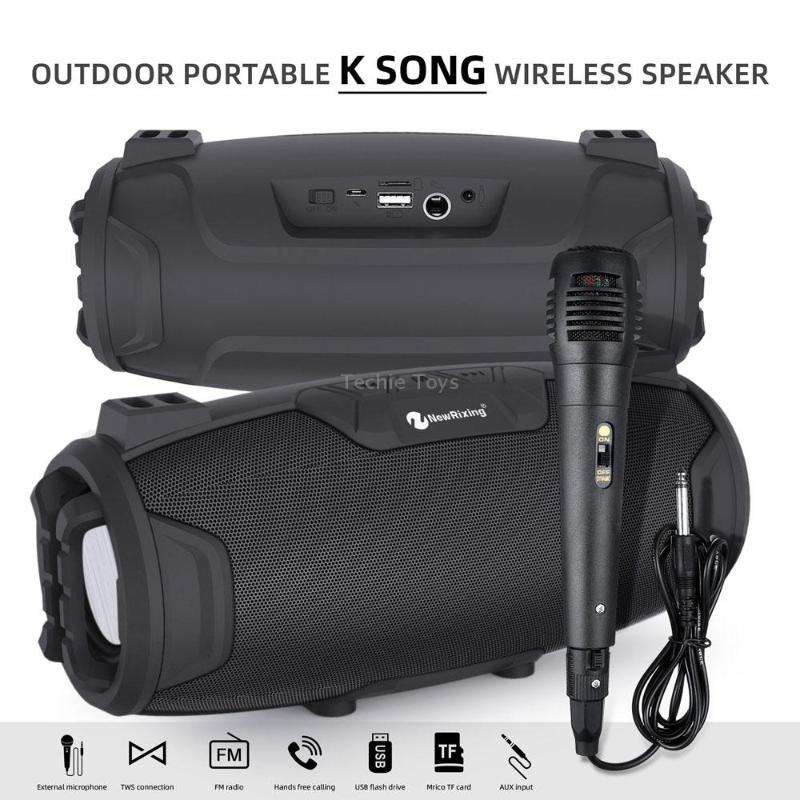 NewRixing NR3026M TWS Outdoor Portable K-song Bluetooth Speaker with Shoulder Strap & Microphone, Su