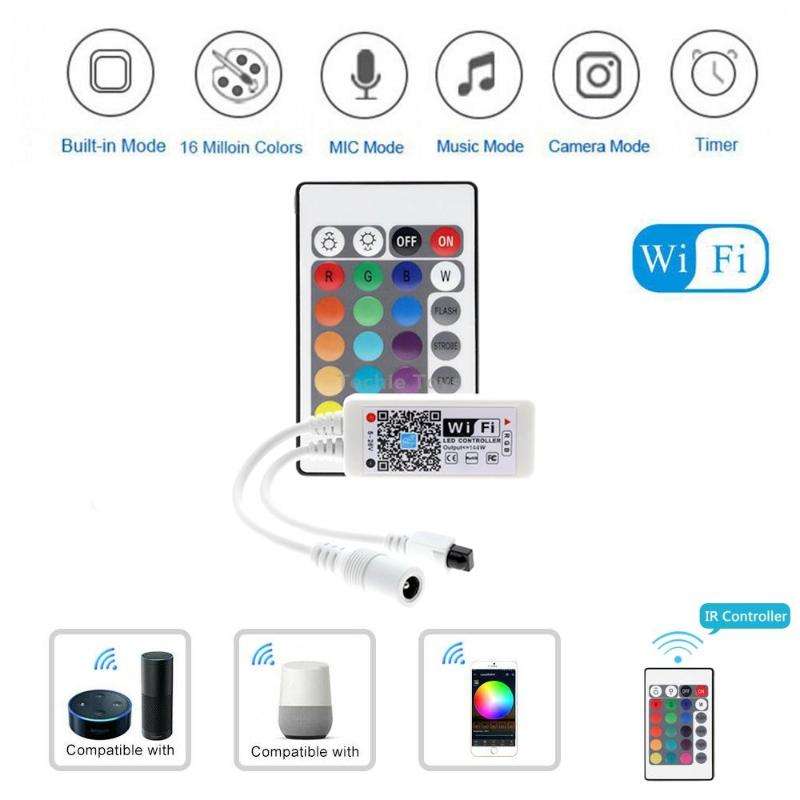 Smart Phone Control Music and Timer Mode Home Mini WIFI LED RGB Controller, type:RGBW IR Controller
