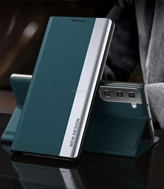 For Samsung Galaxy S21 5G Side Electroplated Magnetic Ultra-Thin Horizontal Flip Leather Case with H