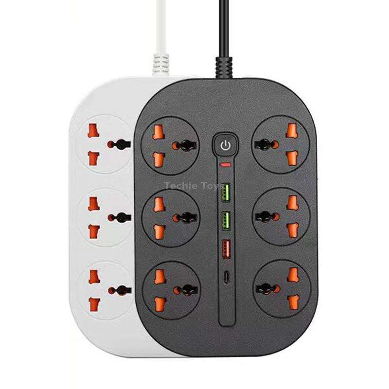 T21 PD3.0 + QC3.0 Multi-Hole Socket Plug 3000W High Power Socket, AU Plug(Black)