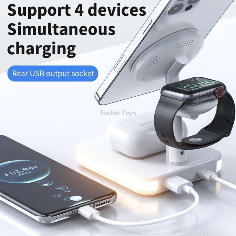 WX-991 Magnetic 4 in 1 Wireless Charger for iPhone / iWatch / AirPods or other Smart Phones(White)