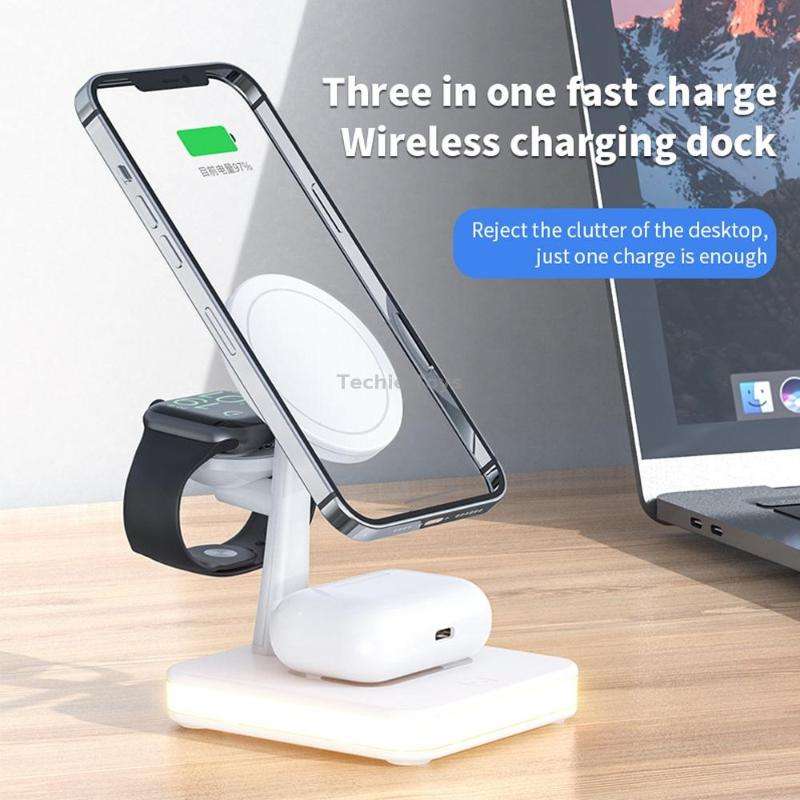 WX-991 Magnetic 4 in 1 Wireless Charger for iPhone / iWatch / AirPods or other Smart Phones(White)