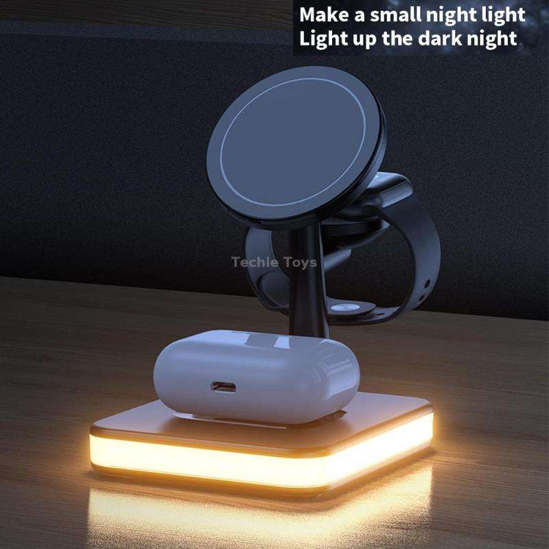 WX-991 Magnetic 4 in 1 Wireless Charger for iPhone / iWatch / AirPods or other Smart Phones(White)