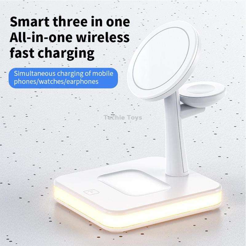 WX-991 Magnetic 4 in 1 Wireless Charger for iPhone / iWatch / AirPods or other Smart Phones(White)