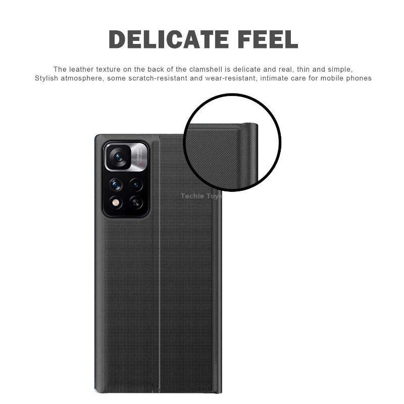 For Samsung Galaxy S22 5G Side Display Magnetic Flip Plain Cloth + PC Case with Holder & Sleep / Wak