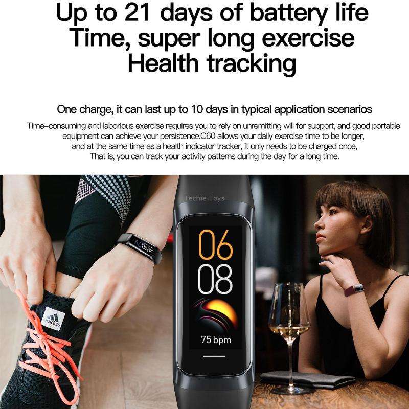 C60 IP67 Waterproof 1.1 inch Smart Fitness Band(Pink)