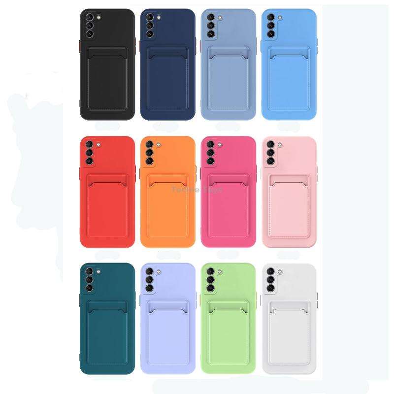 For Samsung Galaxy S22 5G Skin Feel Card Contrast Color Button TPU Phone Case(Purple)