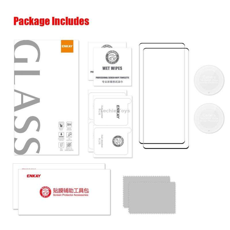 For Honor X9A / Magic5 Lite 2pcs ENKAY 3D Hot Bending Edge Glue Tempered Glass Full Film with Lens F
